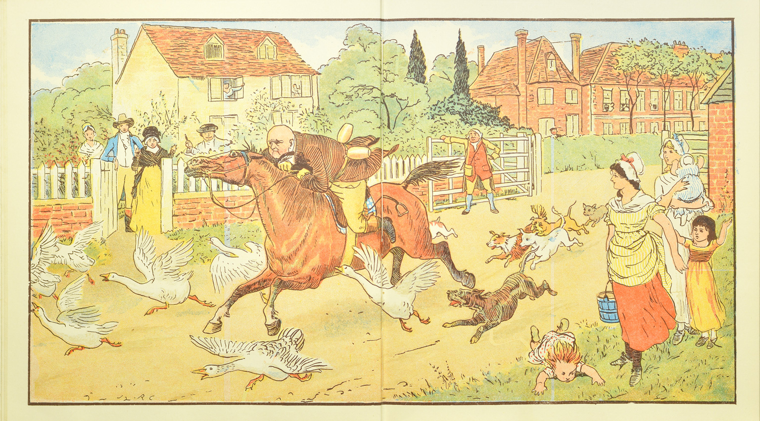 Inside page of R. Caldecott's first collection of pictures and songs