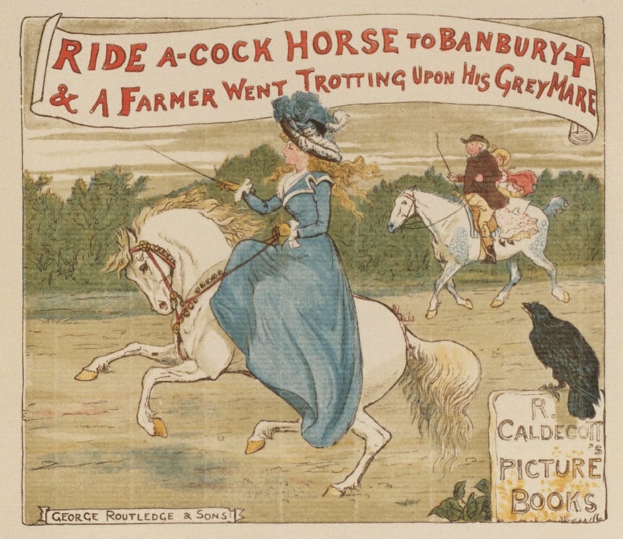 木馬にのってバンバリー十字路へと農夫は灰色の馬に乗っていくの表紙 (絵と歌の全集の423ページ)