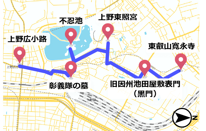 現代の上野の地図