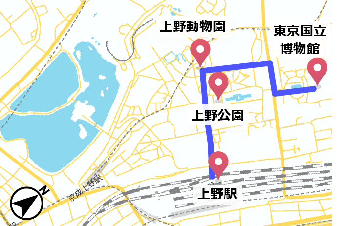 現代の上野の地図