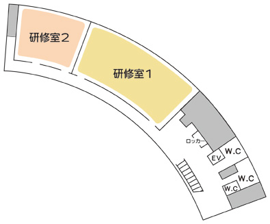 アーチ棟1階の配置図です。