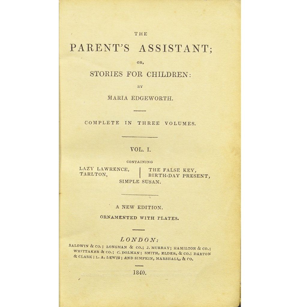 Exhibit Materials of The parent's assistant, or, Stories for children : vol. 1